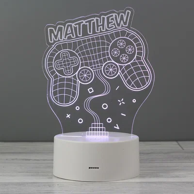 Dunelm Personalised Name Gaming Colour Changing Night LED Light White