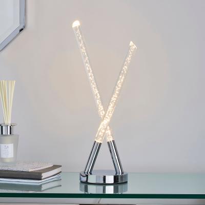 Dunelm Tassani 2 Light Integrated LED Bubble Glass Table Lamp Silver, Chrome