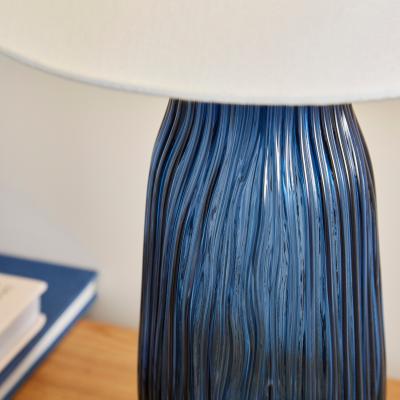 Dunelm Ripple Glass Table Lamp Blue