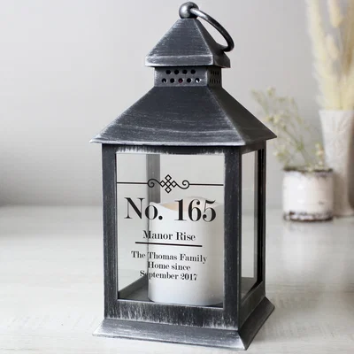 Dunelm Personalised Elegant Diamond Rustic Black Lantern Black