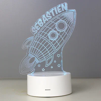 Dunelm Personalised Space Rocket Colour Changing Night LED Light White
