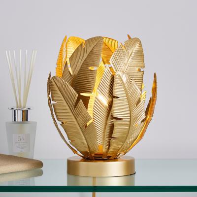 Dunelm Farrah Palm Leaf Touch Table Lamp Gold Gold
