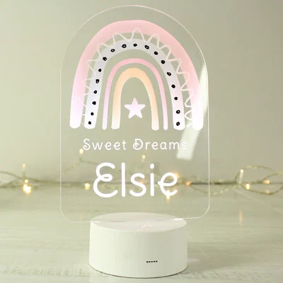Dunelm Personalised Pink Rainbow Colour Changing Night LED Light White