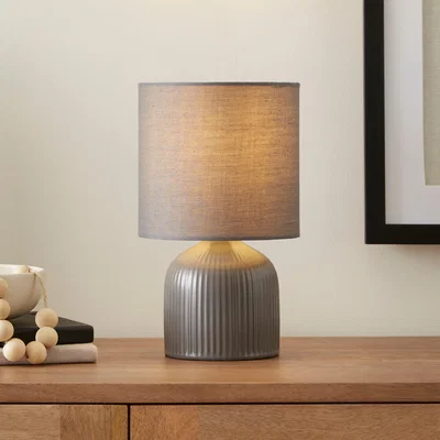 Dunelm Hebe Ribbed Ceramic Table Lamp Graphite (Grey)