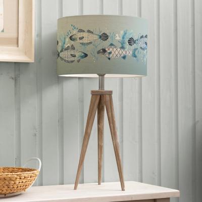 Dunelm Aratus Tripod Table Lamp with Barbeau Shade Seafoam (Blue)