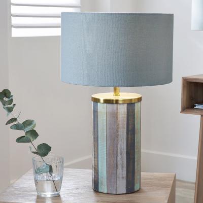 Dunelm Kerala Distressed Sage Wood Table Lamp MultiColoured