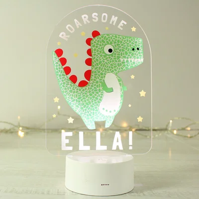 Dunelm Personalised Roarsome Dinosaur Colour Changing Night LED Light White