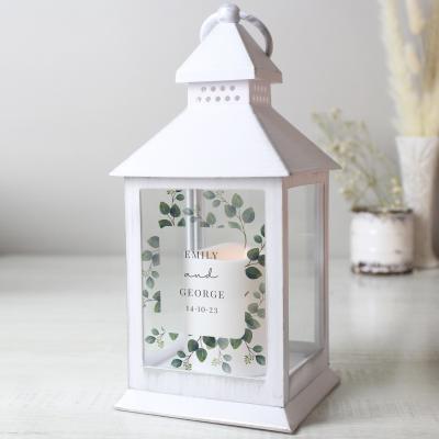 Dunelm Personalised Botanical White Lantern White