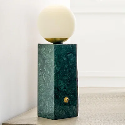 Dunelm Emile Marble Table Lamp Green