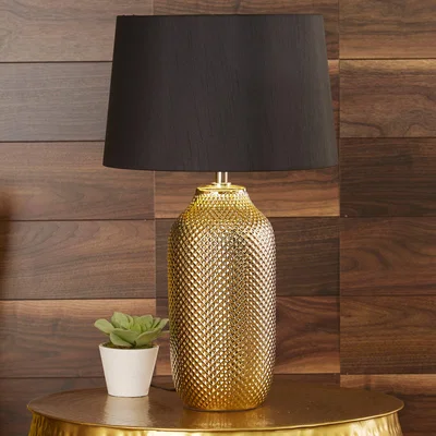 Dunelm Nova Textured Ceramic Table Lamp Gold