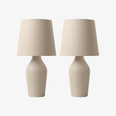 Dunelm Luna Set of 2 Stoneware Hummus Table Lamp Natural