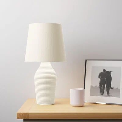 Dunelm Luna Stoneware Natural Table Lamp White