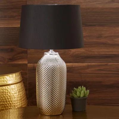 Dunelm Nova Textured Ceramic Table Lamp Silver
