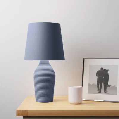 Dunelm Luna Stoneware Folkstone Blue Table Lamp Blue