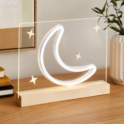 Dunelm Moon and Stars Neon Table Light Clear