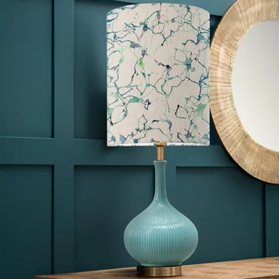 Dunelm Ursula Table Lamp with Carrara Shade Carrara Ocean Blue