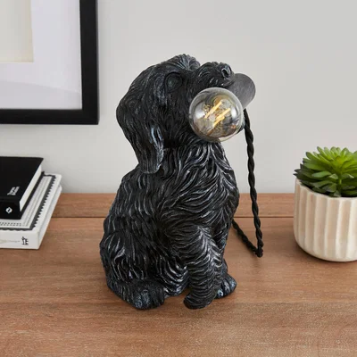 Dunelm Reggie the Cockapoo Resin Table Lamp Black