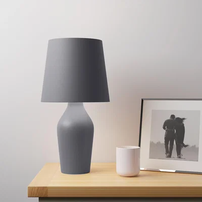 Dunelm Ava Stoneware Graphite Table Lamp Grey