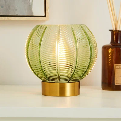 Dunelm Colleen Glass 15cm Table Lamp Green