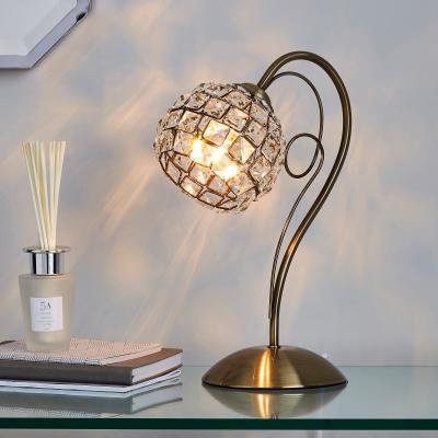 Dunelm Bergen Crystal Antique Brass Table Lamp Antique Brass