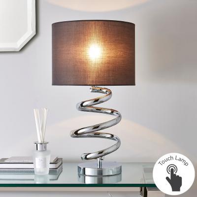 Dunelm Etta Chrome Touch Dimmable Table Lamp Grey