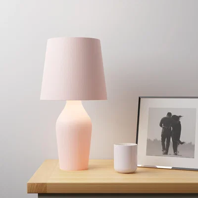Dunelm Ava Stoneware Blush Pink Table Lamp Blush