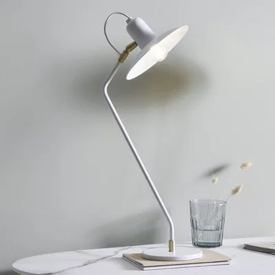 Dunelm Camden Matt White Metal Angle Arm Task Table Lamp White