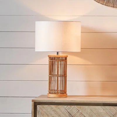 Dunelm Sorbus Natural Ribbed Table Lamp Natural