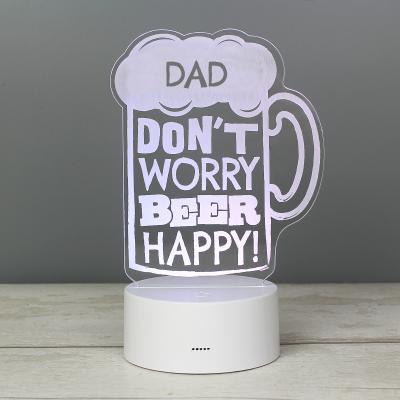 Dunelm Personalised Beer Happy Colour Changing LED Light White