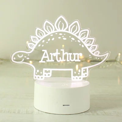 Dunelm Personalised Dinosaur Colour Changing Night LED Light White
