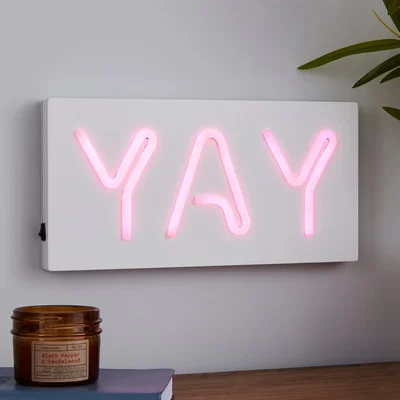 Dunelm Yay Neon Effect Sign Light Pink