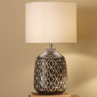 Dunelm Athena Geo Ceramic Table Lamp Grey