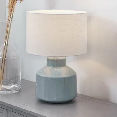 Dunelm Nora Crackle Effect Table Lamp Blue