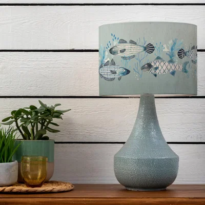 Dunelm Agri Table Lamp with Barbeau Shade Seafoam (Blue)