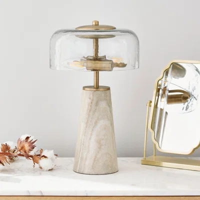 Dunelm Kaeli Modern Marble Glass Table Lamp Natural