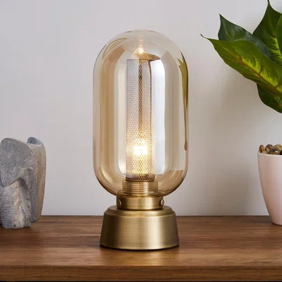 Dunelm Safi Mesh Detail Touch Table Lamp Antique Brass Antique Brass