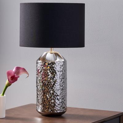 Dunelm Vega Textured Ceramic Table Lamp Silver
