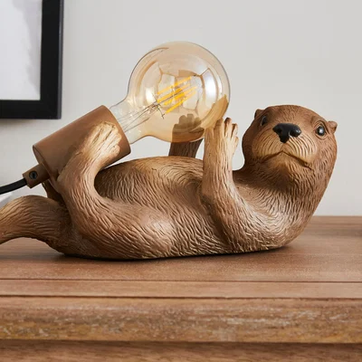 Dunelm Ottelie the Otter Resin Table Lamp Black