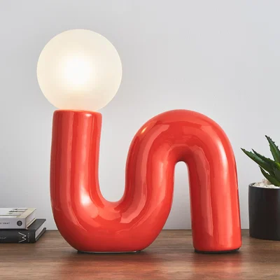 Dunelm Elements Viggo Table Lamp Red