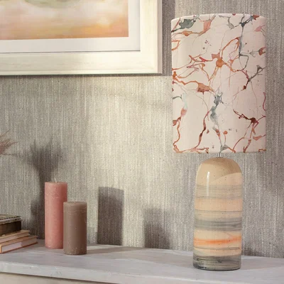 Dunelm Ocefina Table Lamp with Carrara Shade Carrara Scarlet Red