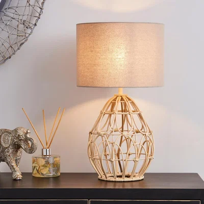 Dunelm Decorative Cane Table Lamp Grey