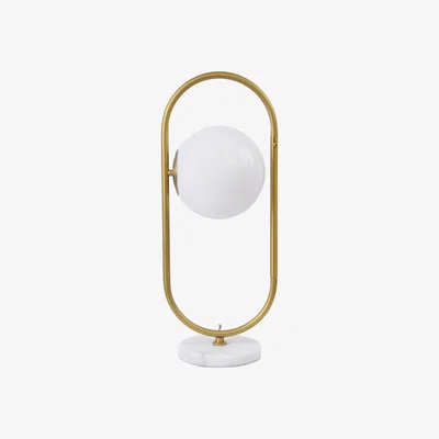 Furniture Village Orbital Milk Glass Brass and Marble Table Lamp