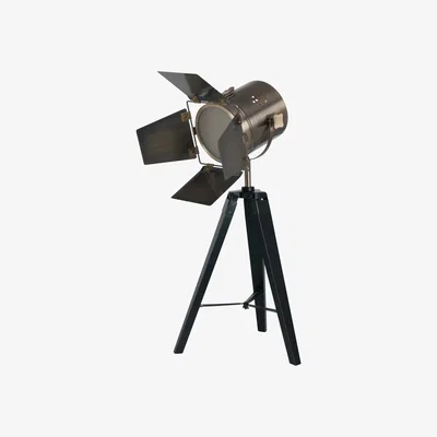 Furniture Village Black Wood Tripod Table Lamp - Black