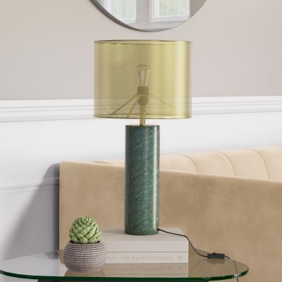Furniture123 Brass and Green Marble Table Lamp - Lincoln