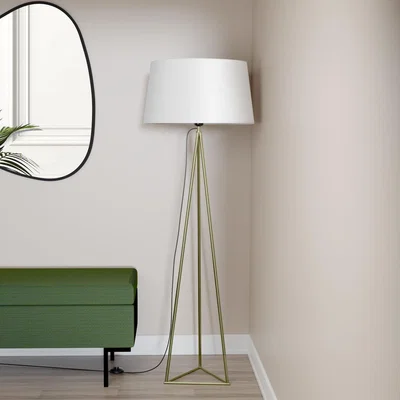 Furniture123 Gold Floor Lamp with White Shade - Winslow