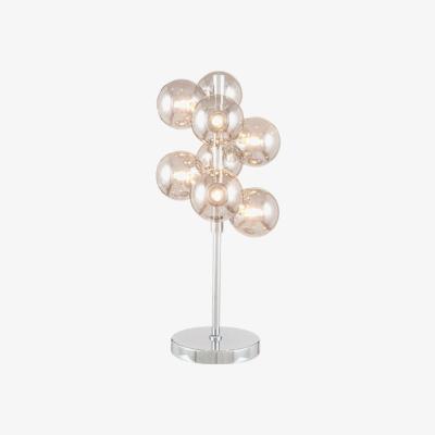 Furniture123 Smoked Grey Glass Orb Table Lamp with Chrome Base