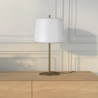 Furniture123 Frosted Glass & Dark Gold Table Lamp - Melsonby