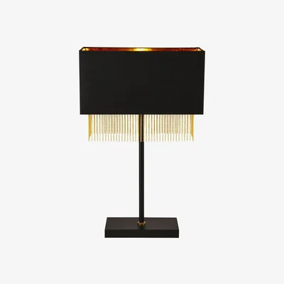 Furniture123 Black & Gold Fringe Table Lamp - Searchlight