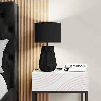 Furniture123 Black Geometric Table Lamp with Matte Finish - Columbus