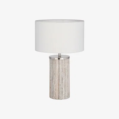Furniture123 White Wash Wood Column Table Lamp - Haley